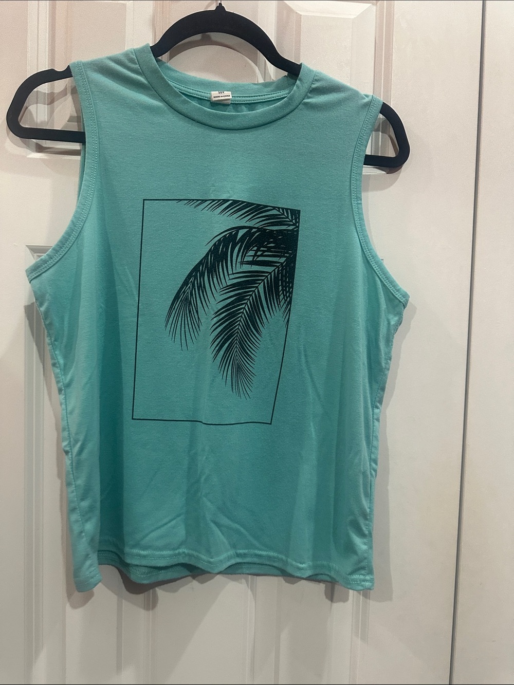 NWOT Kids Sleeveless Palm Graphic Tank Top - Aqua size 10